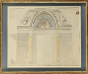 Studie voor de decoratie van de troon in het Palais des Tuileries door Charles Percier