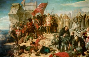 Opheffing van het beleg van Malta. De stad werd belegerd door generaal Ottomaanse Mustapha in september 1565. Op het schilderij leidt Don Garcie van Toledo, onderkoning van Sicilië, de operatie