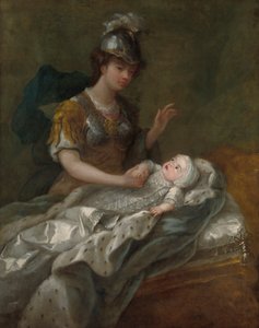Prinses Augusta als baby, met Britannia
