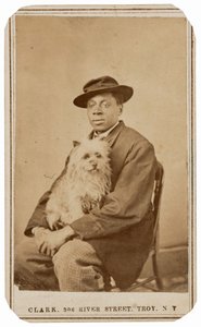 Portret van een man en een hond,c. 1860 (foto) door Charles R. Clark