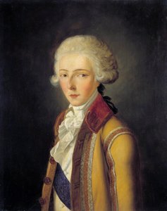 Portret van Louis Antoine Henri de Bourbon-Conde, Hertog van Enghien (1772-1804) - afgebeeld rond 1788, gekleed in de jachtlivery van het Huis van Conde door Charles Rauch
