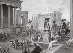 De Achaeïsche leiders gedragen naar Rome, BC 167 (litho) door Charles Rebel Stanton