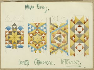 Een blad met studies van mozaïekbanden, Kathedraal van Orvieto, 1891