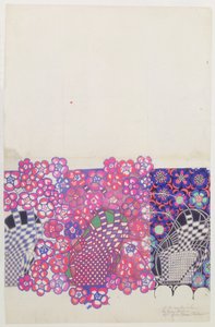 Blauw en roze tabaksbloemontwerp door Charles Rennie Mackintosh