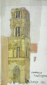 Campanile Martorama, Palermo, 1891 door Charles Rennie Mackintosh