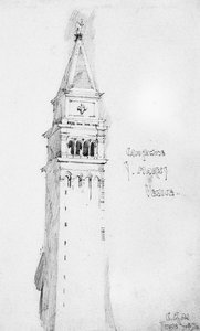 Campanile, S. Marks, Venetië, 1891 door Charles Rennie Mackintosh