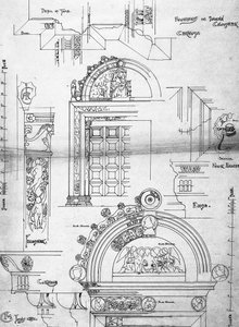 Certosa di Pavia, deur in kleine klooster, 1891 door Charles Rennie Mackintosh