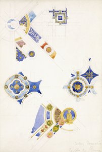 Certosa di Pavia, studies van de plafonddecoratie, 1891 door Charles Rennie Mackintosh