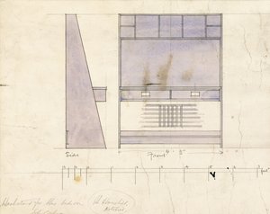 Ontwerp voor een wastafel, getoond in zij- en vooraanzicht, 1904 door Charles Rennie Mackintosh