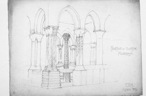 Fontein in klooster, Monreale, 1891 door Charles Rennie Mackintosh