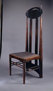 Hoge Rugleuningstoel Ontworpen voor Miss Cranstons Argyle Street Tea Rooms, Glasgow, 1897 door Charles Rennie Mackintosh