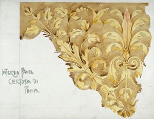 Intarsia paneel, Certosa di Pavia, 1891 door Charles Rennie Mackintosh