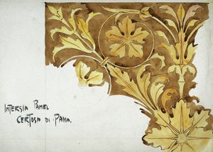 Intarsia paneel, Certosa di Pavia, 1891 door Charles Rennie Mackintosh