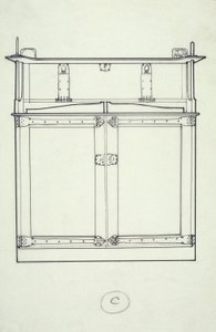 Lijntekening van meubel (een kast), ca. 1910