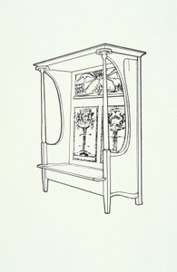 Lijntekening van meubel (een kast), ca. 1910