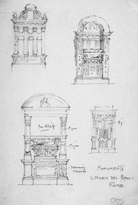 Monumenten, S. Maria del Popolo, Rome, 1891 door Charles Rennie Mackintosh