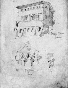 Palazzo Pollini en raam in het Palazzo Pubblico, Siena, 1891 door Charles Rennie Mackintosh