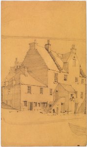 Potloodschets van oude gebouwen, waarschijnlijk in Glasgow door Charles Rennie Mackintosh