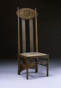 Zeldzame en belangrijke hoge stoel, ca. 1898-99 door Charles Rennie Mackintosh