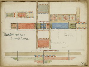 Studies van decoratieve plafondpanelen, San Miniato, Florence, 1891