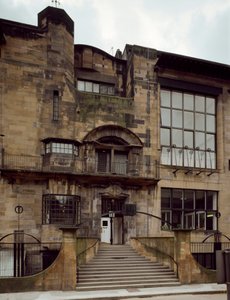 Uitzicht op de School voor Schone Kunsten, ontworpen door architect Charles Rennie Mackintosh