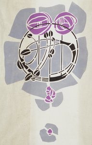 Moderne reproductie van originele Mackintosh-sjabloon voor wanddecoratie, rozenmotief, 1902