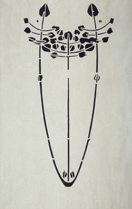Moderne reproductie van originele Mackintosh-sjabloon voor wanddecoratie, boommotief, 1902
