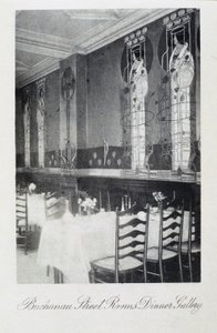 Deel van muurschildering voor Cranston Tearooms, Buchanan Street, Glasgow door Charles Rennie and MacDonald Mackintosh Margaret Mackintosh