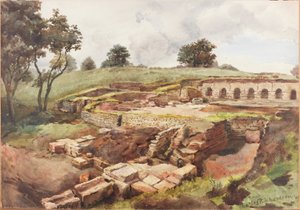Badhuis bij Chesters vanuit het noordoosten door Charles Richardson