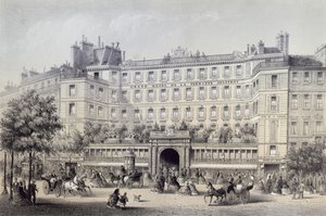 Boulevard Montmartre, Passage Jouffroy en Grand Hotel de la Terrasse Jouffroy, 1865 door Charles Riviere