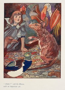 "Ahem!" zei de muis, met een belangrijk air. Alice met een muis en andere dieren. door Charles Robinson