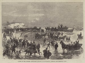 Lancering van de Licensed Victualler Life-Boat in Hunstanton, Norfolk door Sir John Charles Robinson
