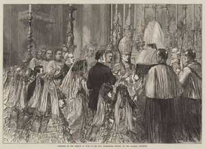 Huwelijk van de Markies van Bute met de Eerwaarde Gwendaline Howard, in de Oratory, Brompton door Sir John Charles Robinson