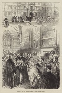 Opening van de nieuwe hal en bibliotheek van Keble College, Oxford door Sir John Charles Robinson