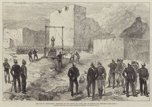 De oorlog in Afghanistan, executie van de Kotwal van Kabul, 26 oktober, buiten de residentie