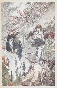De kinderen in de geheime tuin: Mary Lennox, Colin Craven en Dickon Sowerby door Charles Robinson