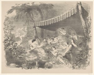 Balletscène met nimfen door Charles Rochussen