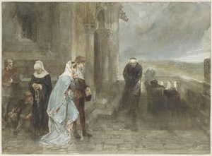 Op den uitkijk, scène uit de 12e eeuw