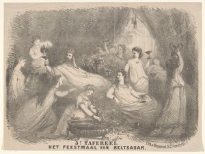 Scène uit toneelstuk Het feestmaal van Belsazar door Charles Rochussen