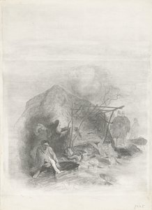 Slachtoffers van de watersnoodramp van 1855 door Charles Rochussen