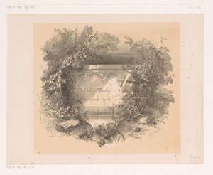 Titel op muur in landschap door Charles Rochussen