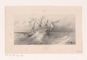 Zeilschip in storm op zee