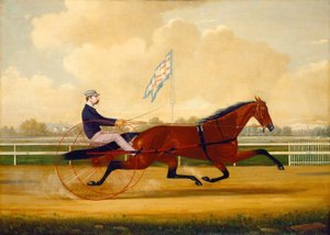 Budd Doble Rijdt Goldsmith Maid in Belmont Driving Park door Charles S. Humphreys