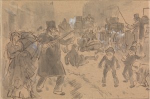 Straatscène door Charles Samuel Keene