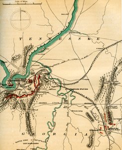 Kaart van Chattanooga en zijn Verdedigingen, Tennessee