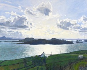 Verblindend licht, Tanera Mor, 2011 (olieverf op doek) door Charles Simpson