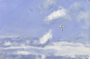 Jan-van-gent  wolken, 2016 (olieverf op doek) door Charles Simpson