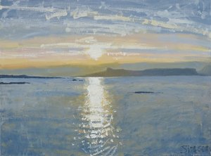 Zonsondergang Zee, 2013 (olieverf op doek) door Charles Simpson
