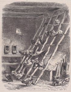 Bezoek aan een Boerderij - Het Roost, uit Le Magasin Pittoresque, ca. 1852 door Charles Tamisier