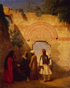 Arabieren voor een poort, Damascus, Syrië